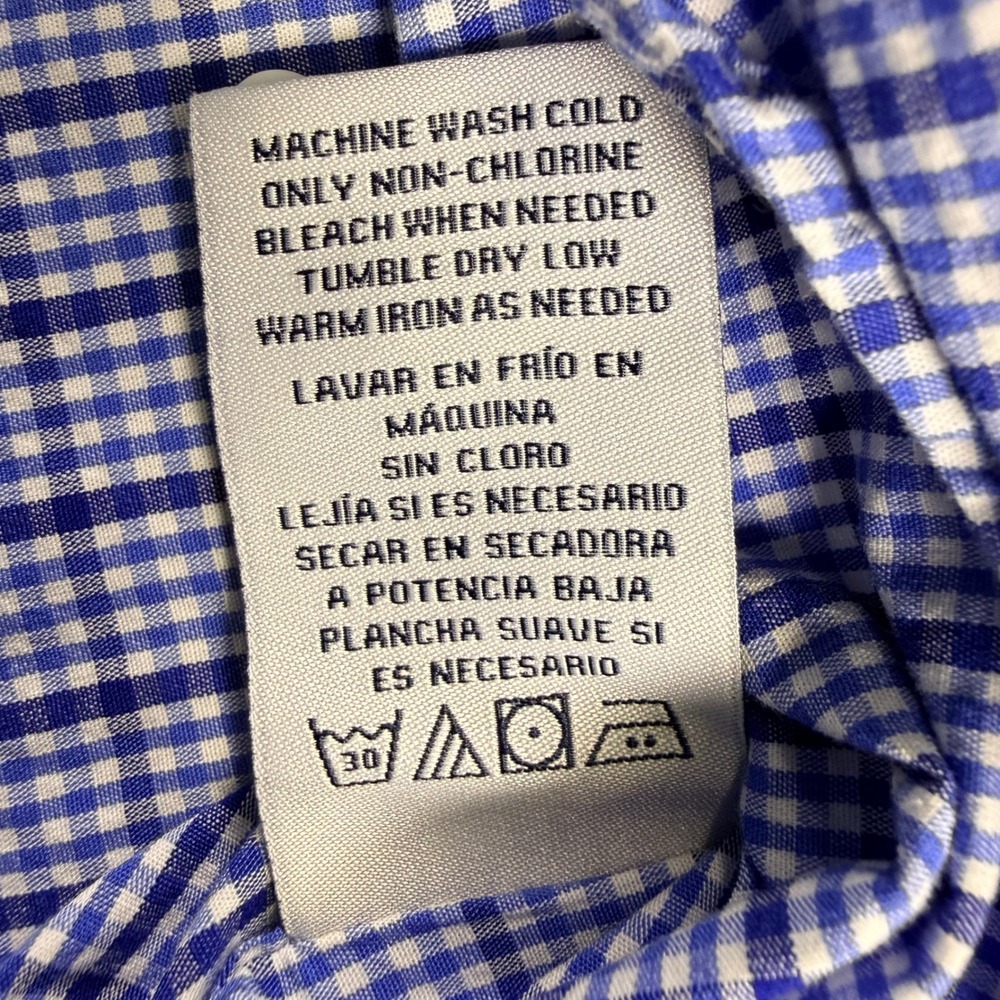 Duchamp London Mens Tailored Fit Gingham Button Down Shirt Blue White 17/XL - Picture 9 of 10